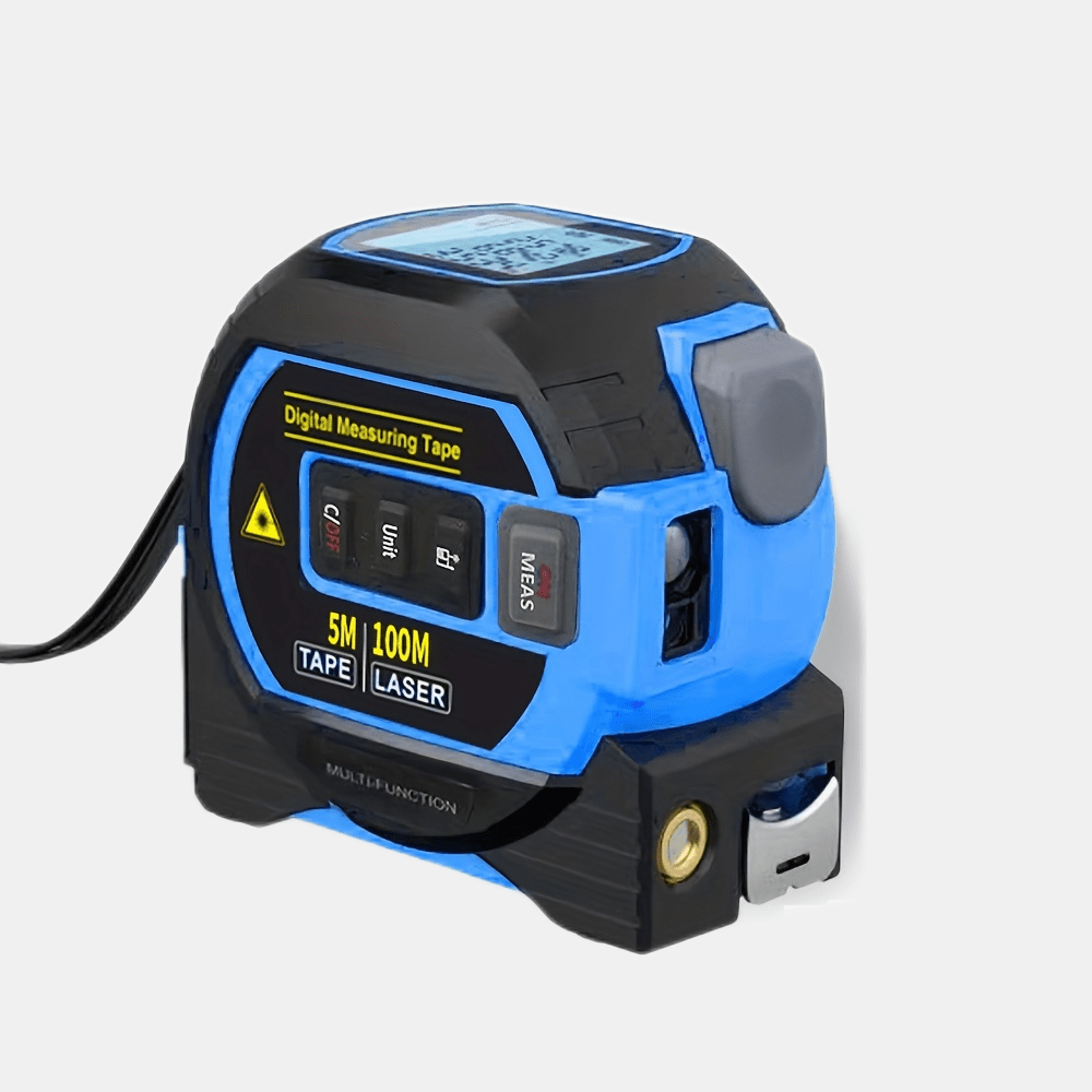 MIGPRC 1pc Blue 3-In-1 Laser Tape Measure, High-precision Rechargeable Infrared Laser Rangefinder & 196.85inch Manual Measuring Steel Tape, Distance Meter With Digital Display